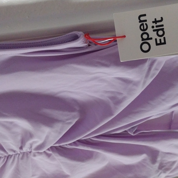 Cutout Ruched Midi Dress Purple Bloom OPEN EDIT Size Small - Picture 10 of 10